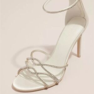 Crystal Strappy High Heels- White